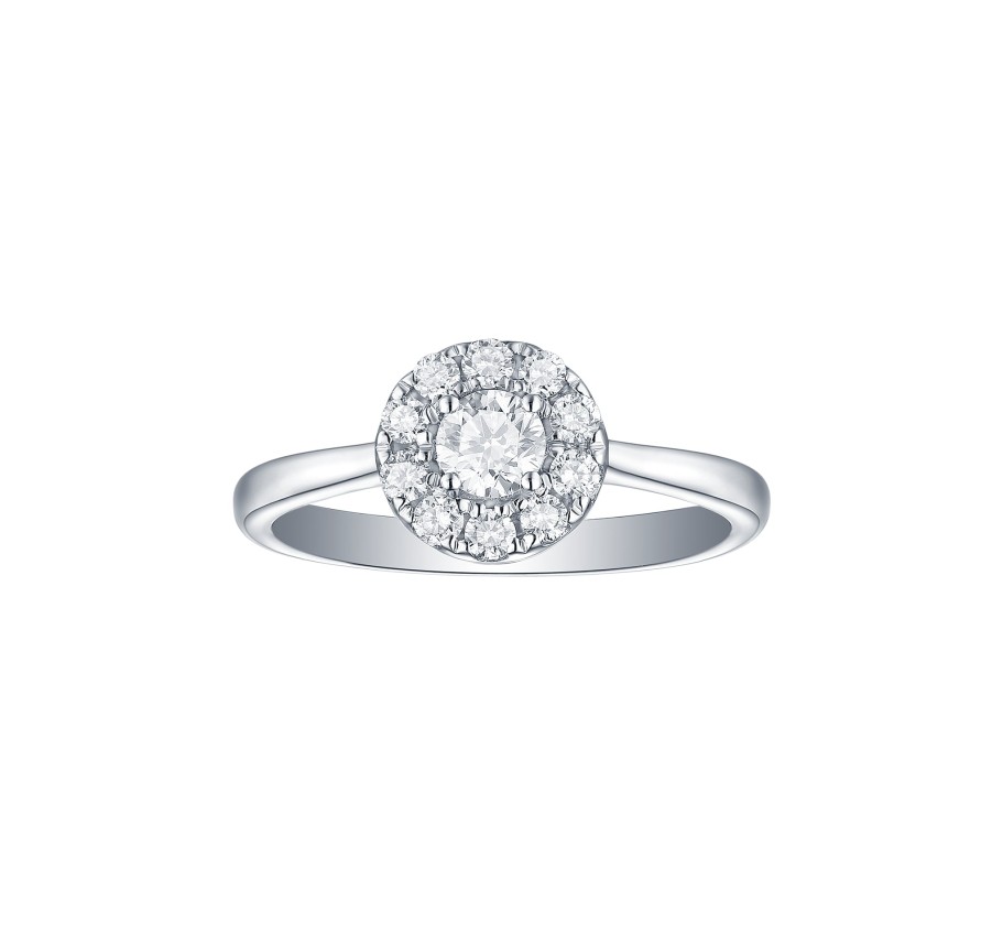 Rings Smiling Rocks | Engagement 0.50Ct Halo Ring R-00059Wht