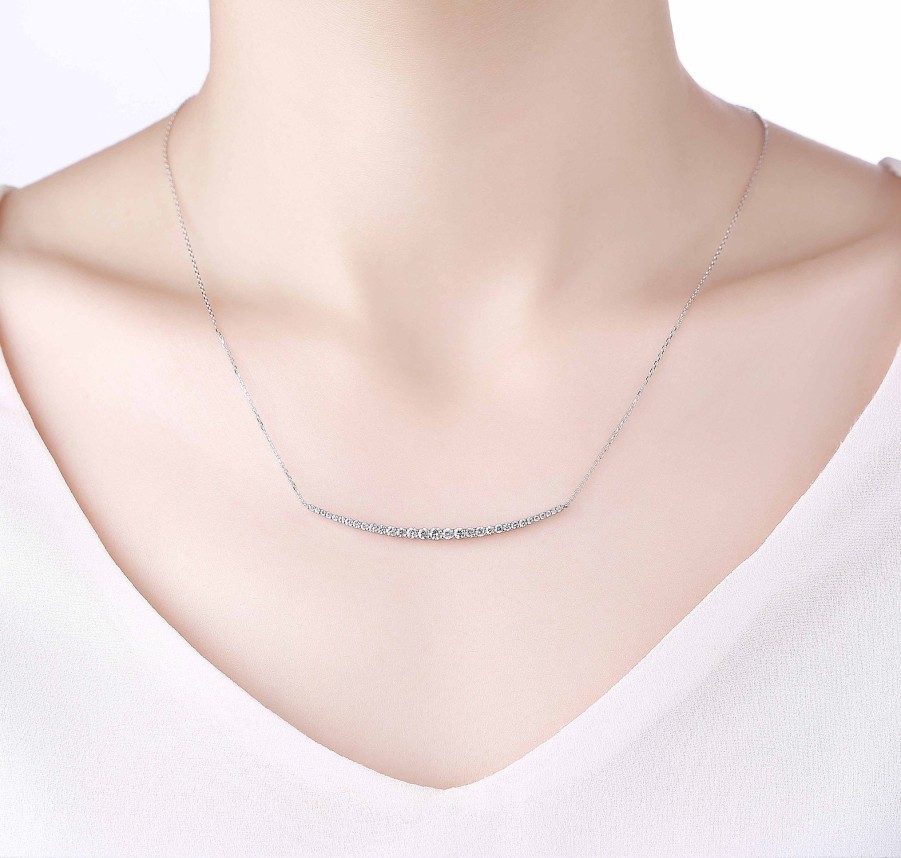 Necklaces Smiling Rocks | Essentials 0.61Ct Linear Smile Necklace Nl-00178Wht