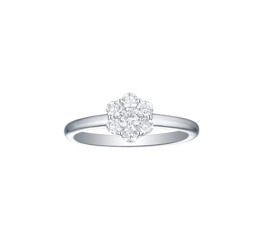 Rings Smiling Rocks | Essentials 0.51Ct Cluster Flower Ring R-00079Wht