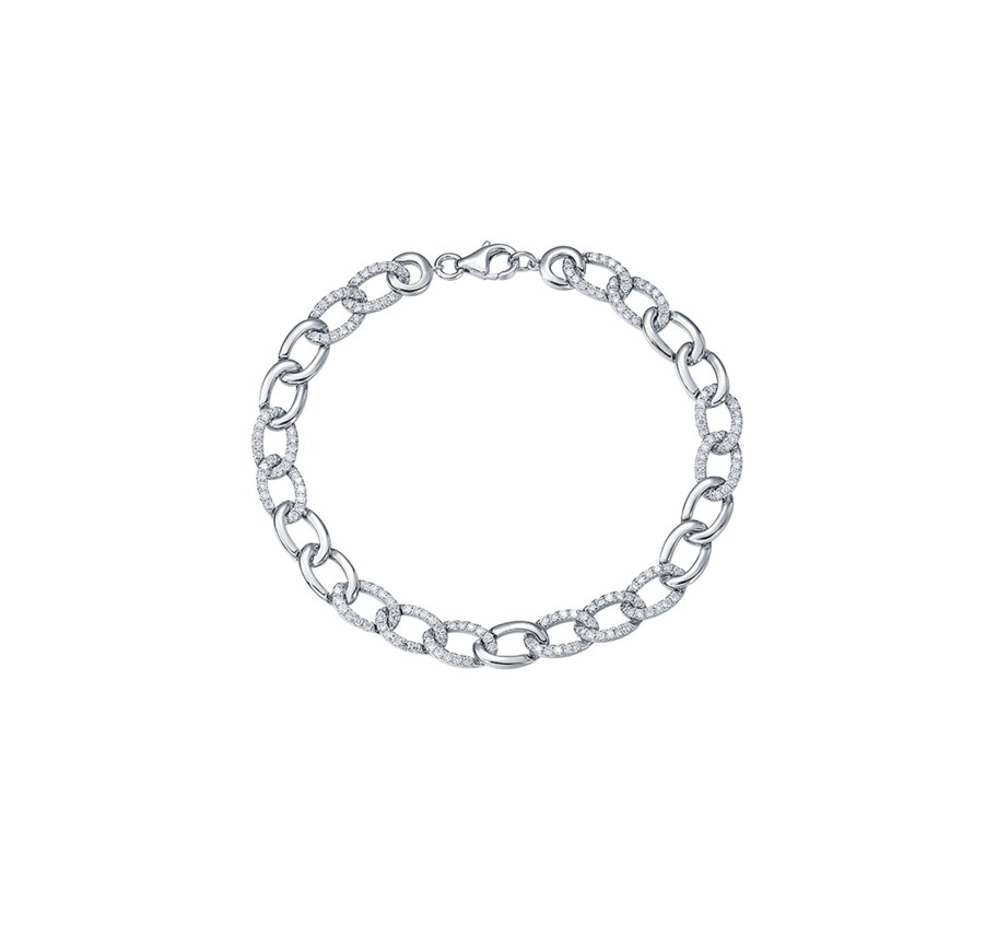 Bracelets Smiling Rocks | Lab Grown Diamond 1.30Ctw Chain Linking Bracelet Bl-01994Wht