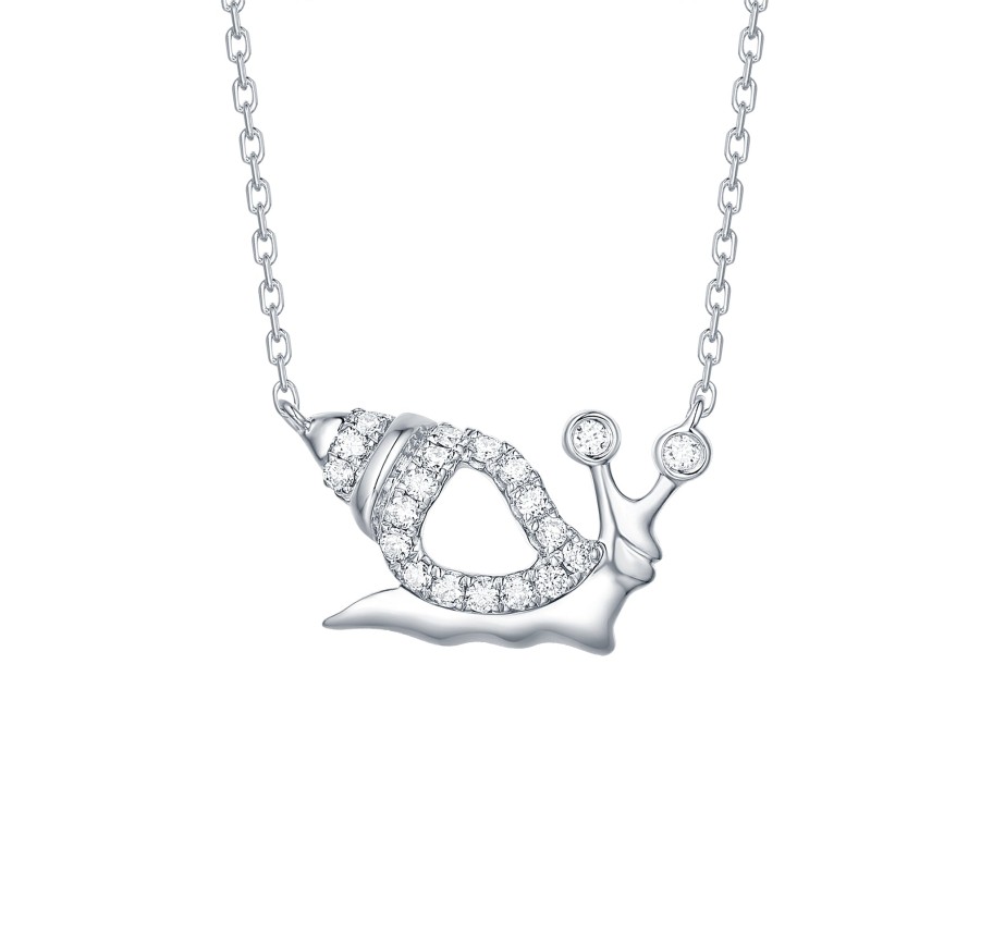 Necklaces Smiling Rocks | Mini 0.15Ct Lab Grown Diamond Snail Necklace Nl-00225Wht