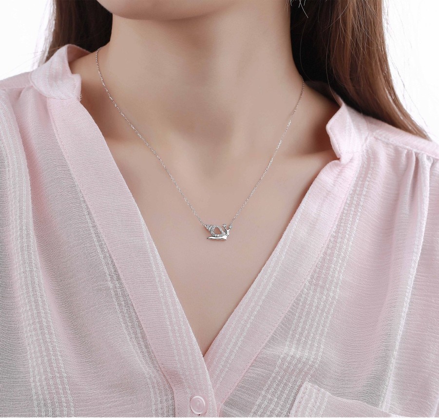 Necklaces Smiling Rocks | Mini 0.15Ct Lab Grown Diamond Snail Necklace Nl-00225Wht