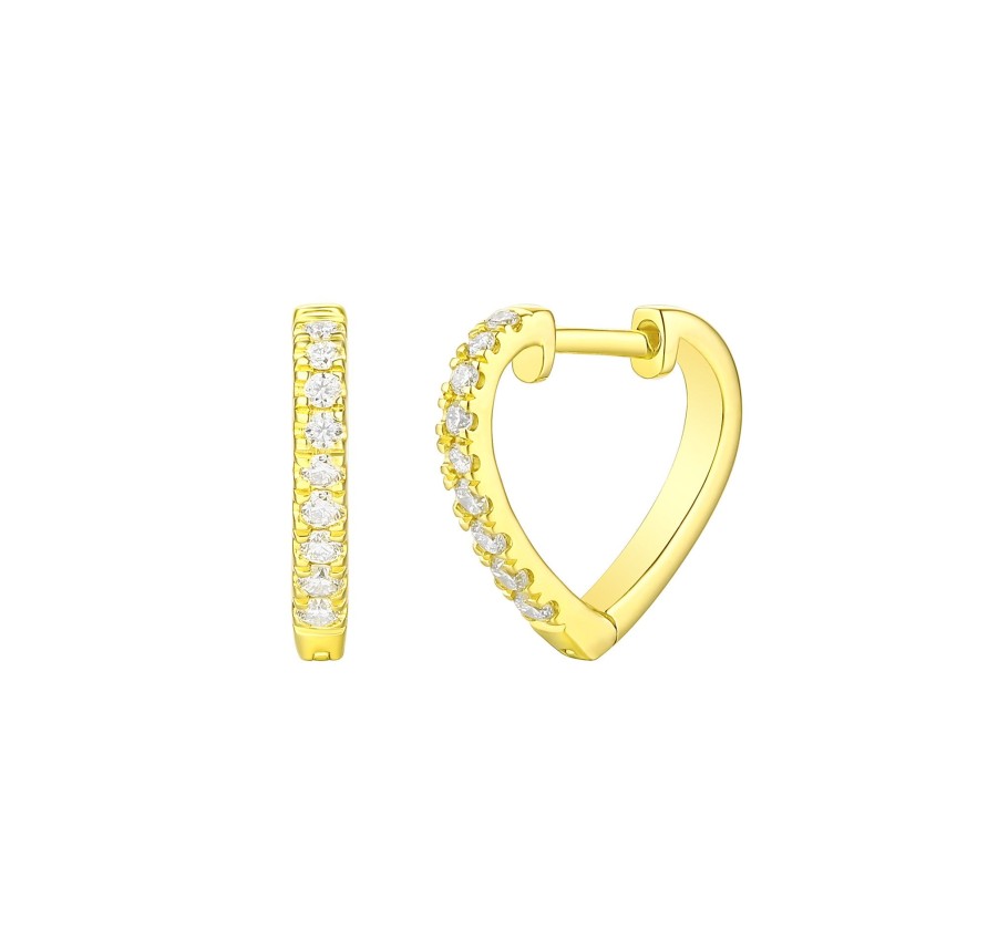 Earrings Smiling Rocks | Mini 0.17Ctw Lab Grown Diamond Huggies E-00693Wht Yellow Gold