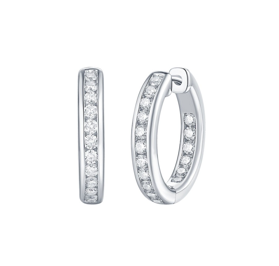 Earrings Smiling Rocks | Essentials 1Ct Channel Inside-Out Diamond Hoops E-00105Wht