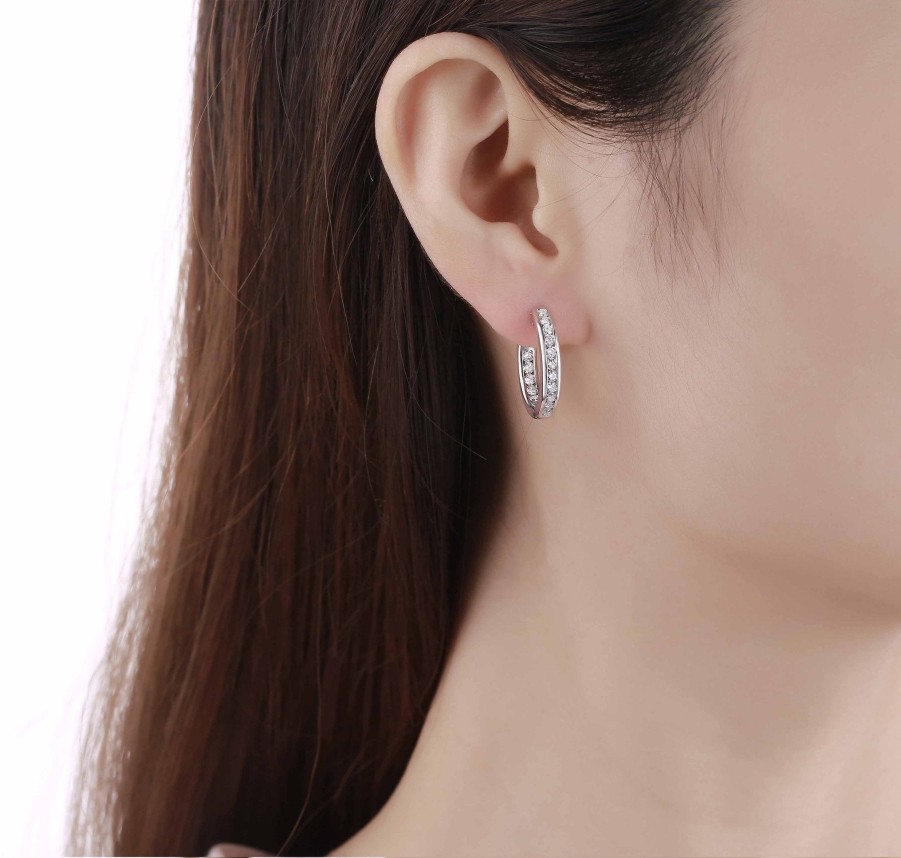 Earrings Smiling Rocks | Essentials 1Ct Channel Inside-Out Diamond Hoops E-00105Wht