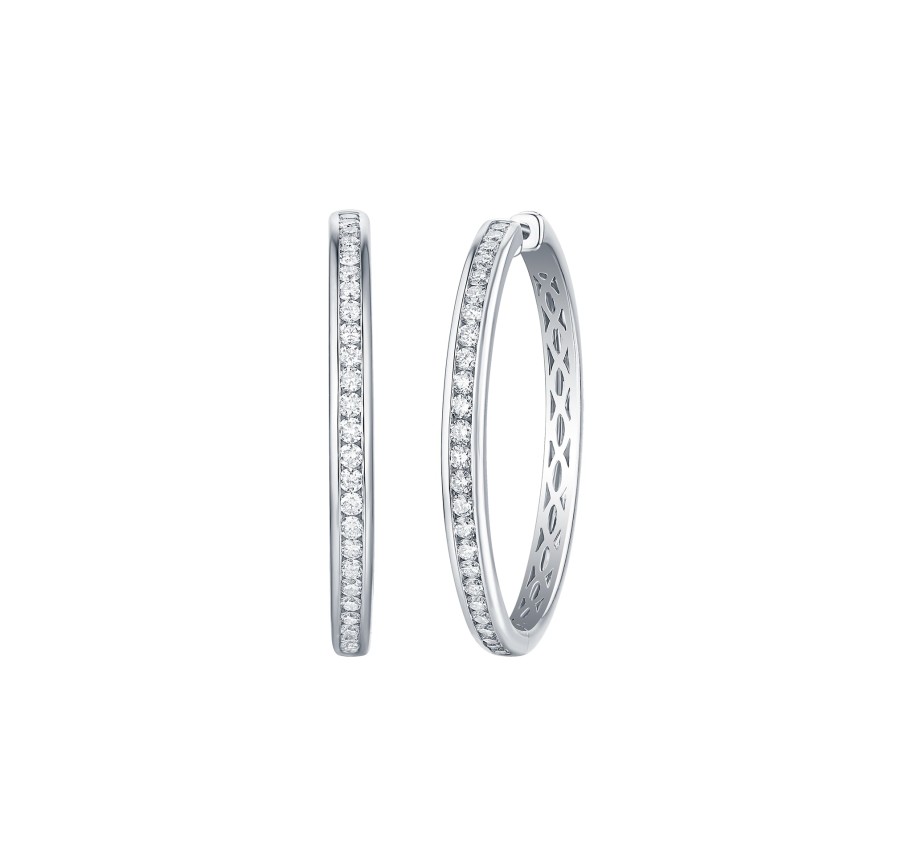 Earrings Smiling Rocks | Essentials 1.5Ct Channel Diamond Hoops E-00104Wht