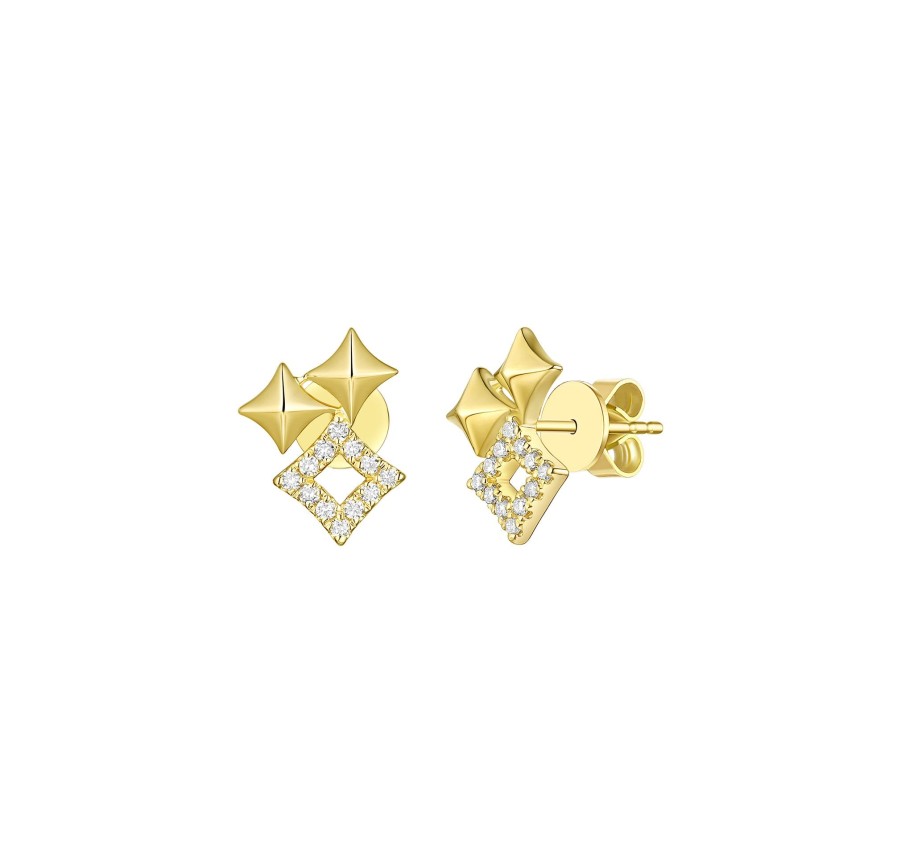 Earrings Smiling Rocks | Trio Sparkles 0.16Ctw Lab Grown Diamond Studs E-00705Wht Yellow Gold