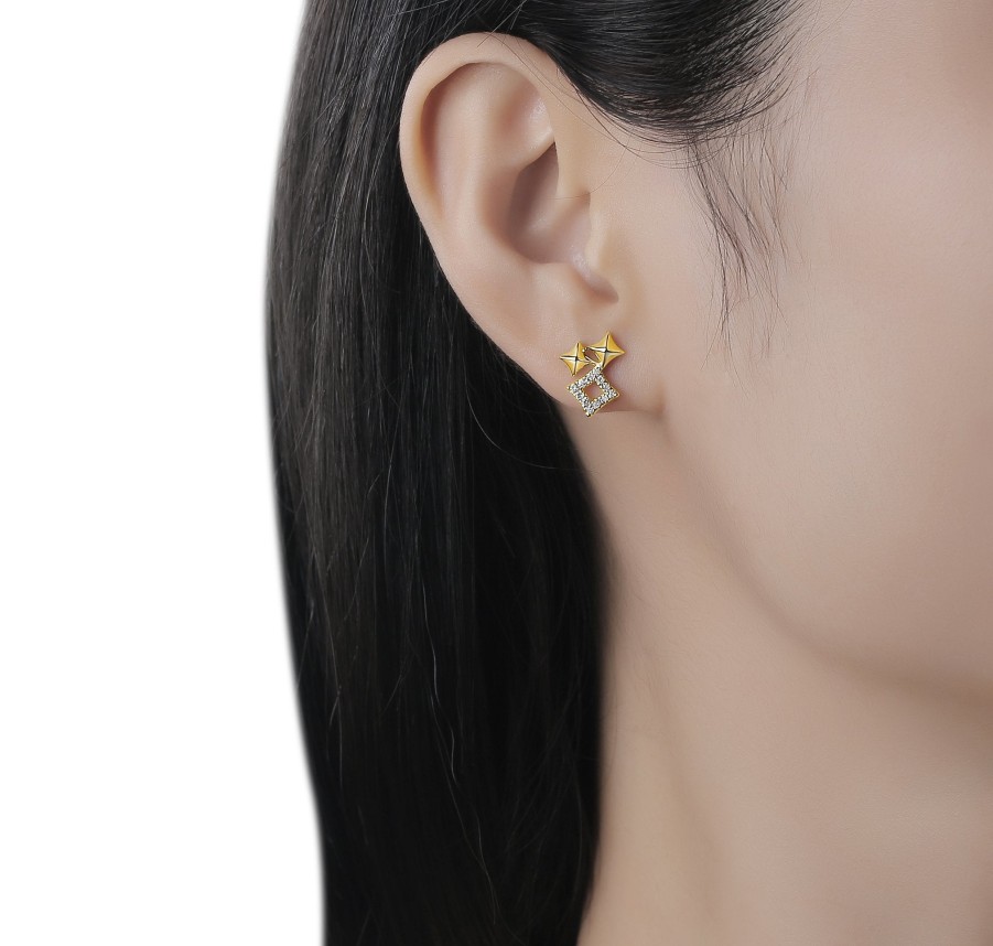 Earrings Smiling Rocks | Trio Sparkles 0.16Ctw Lab Grown Diamond Studs E-00705Wht Yellow Gold