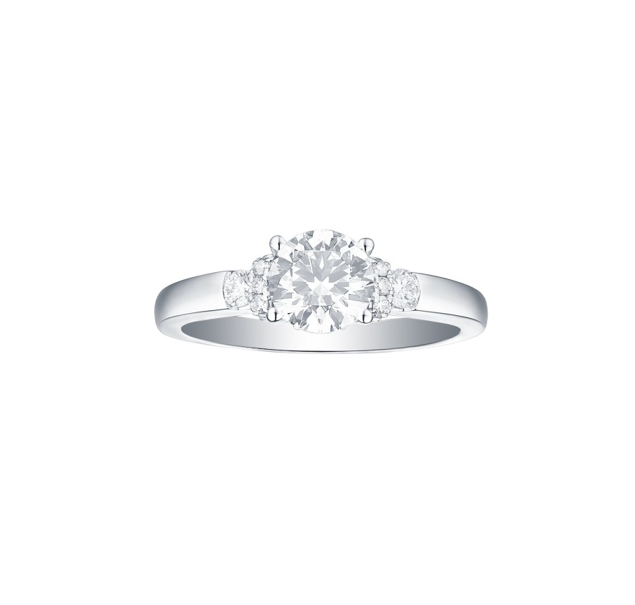 Rings Smiling Rocks | Bridal 1.25Ctw Side Stone Set Ring Lab Grown Diamond R-00531Wht White Gold