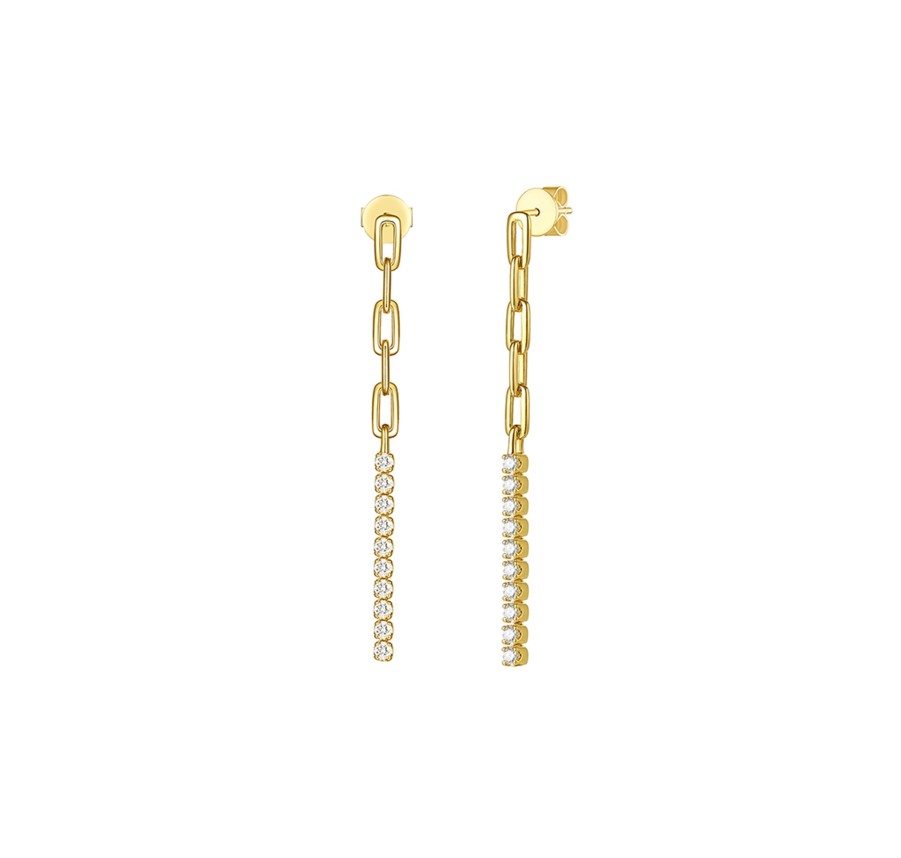 Earrings Smiling Rocks | Lab Grown Diamond 0.53Ctw Chain Dangling Earrings E-01989Wht