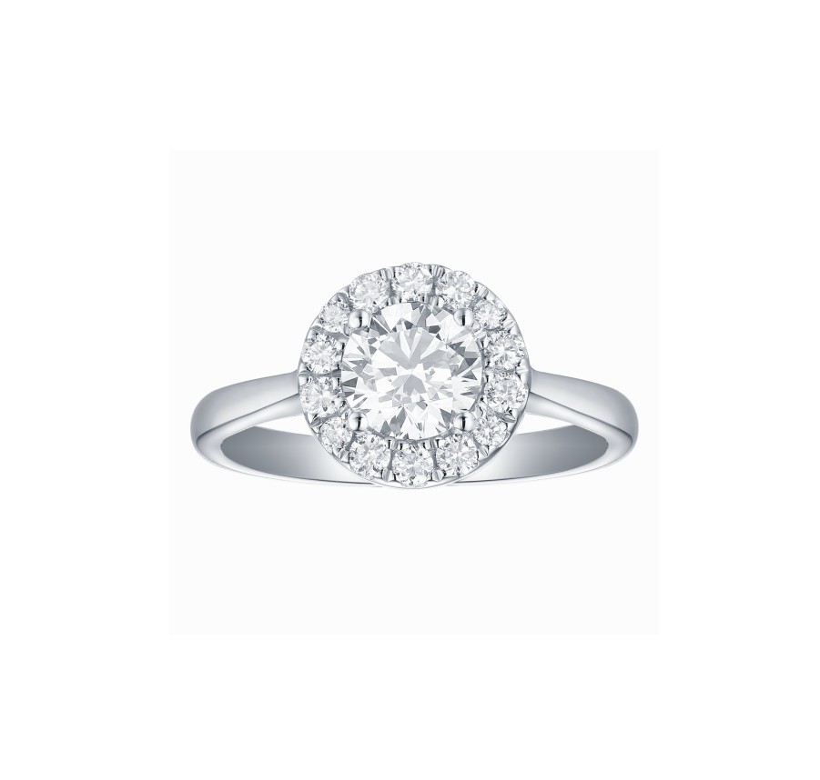 Rings Smiling Rocks | Engagement 1.35Ct Halo Ring R-00062Wht