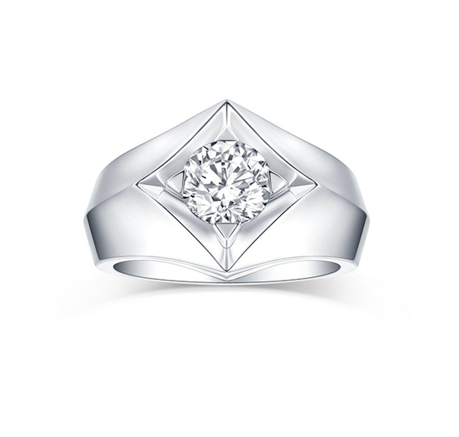 Rings Smiling Rocks | Lab Grown Diamond Sparkle Solitaire Men'S Band