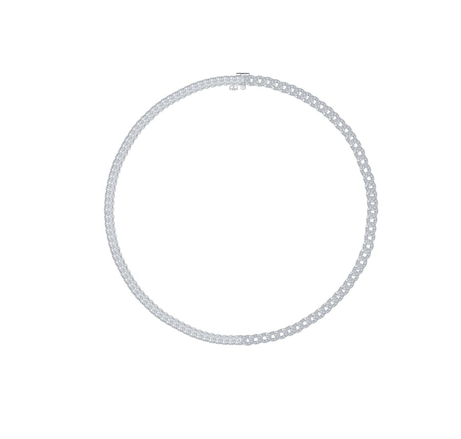 Necklaces Smiling Rocks | Lab Grown Diamond 13.66Ctw Dvaita Tennis Necklace White Gold