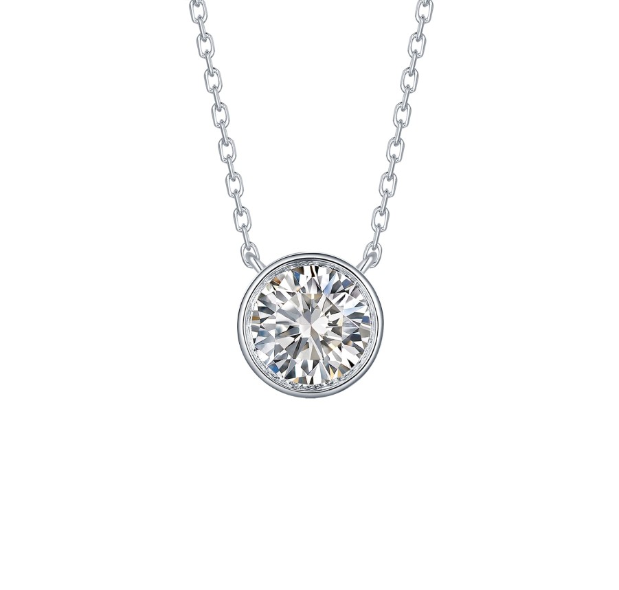 Necklaces Smiling Rocks | Essentials 1Ct Solitaire Bezel Necklace Nl-00101Wht