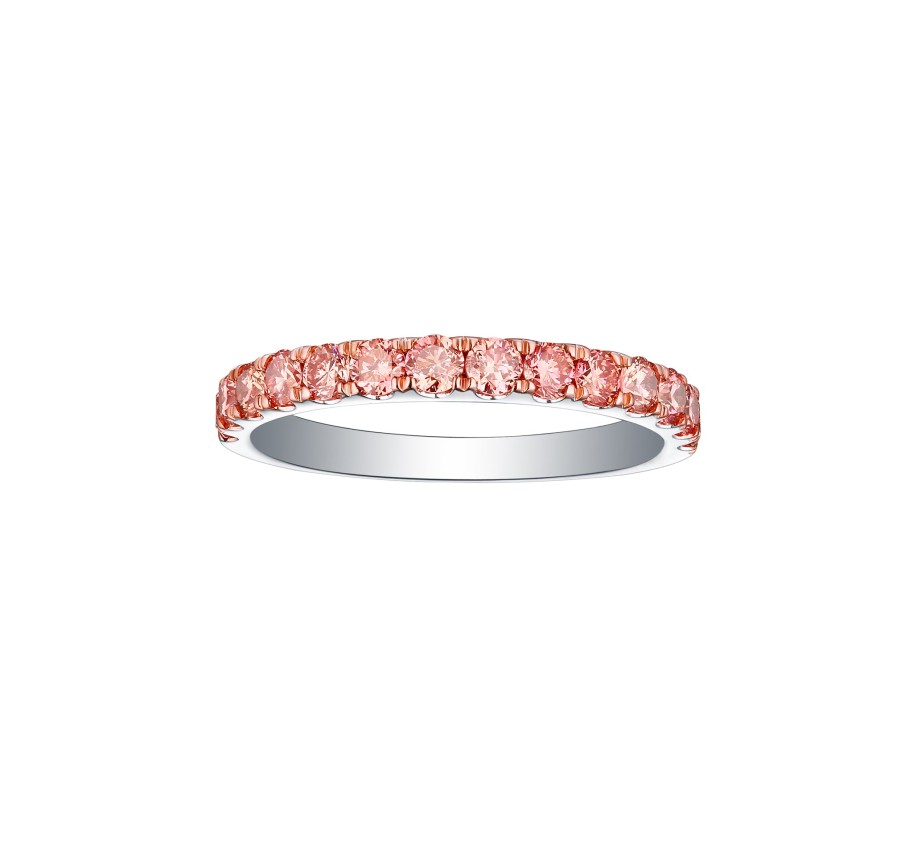 Rings Smiling Rocks | Souffle Pink 0.84Ctw Half Eternity Lab Grown Diamond Band R-00013Pnk White Gold