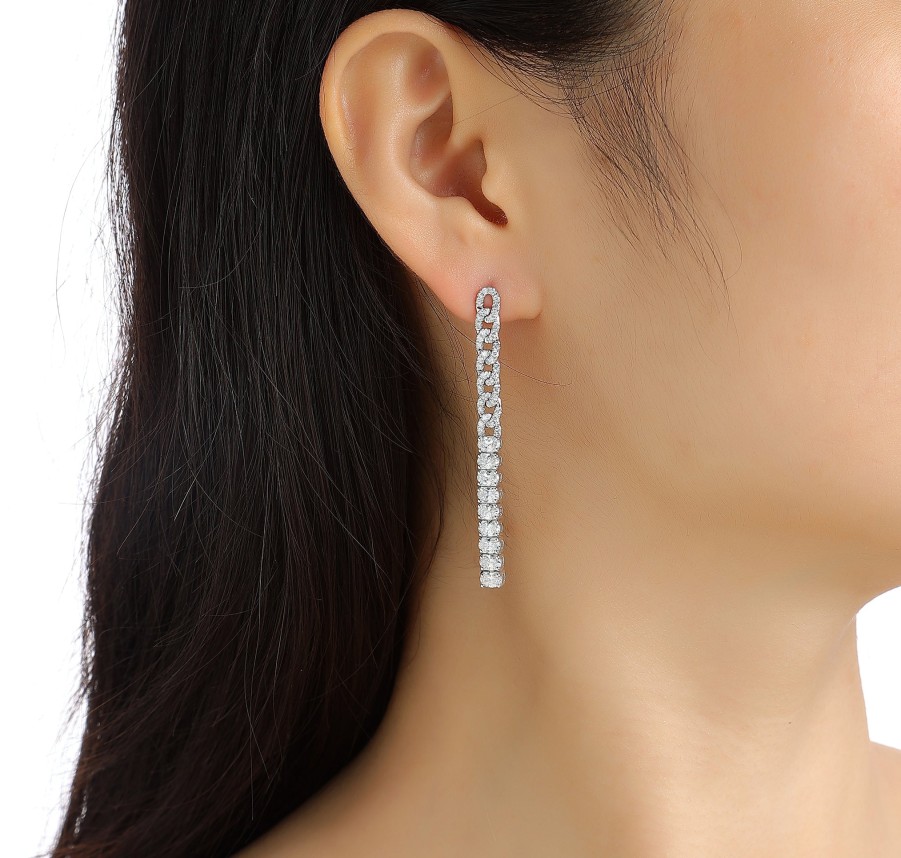 Earrings Smiling Rocks | Lab Grown Diamond 2.66Ctw Link & Bar Dvaita Earrings E-03699Wht White Gold