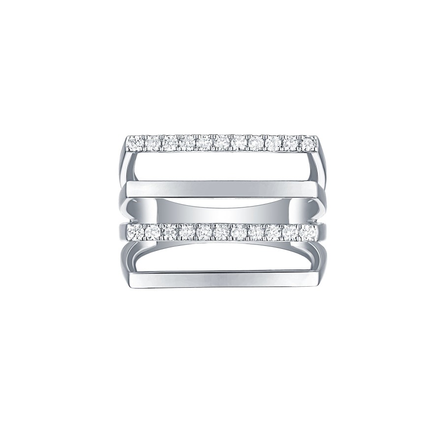 Rings Smiling Rocks | Skyline 0.35Ct Lines Ring R-00439Wht