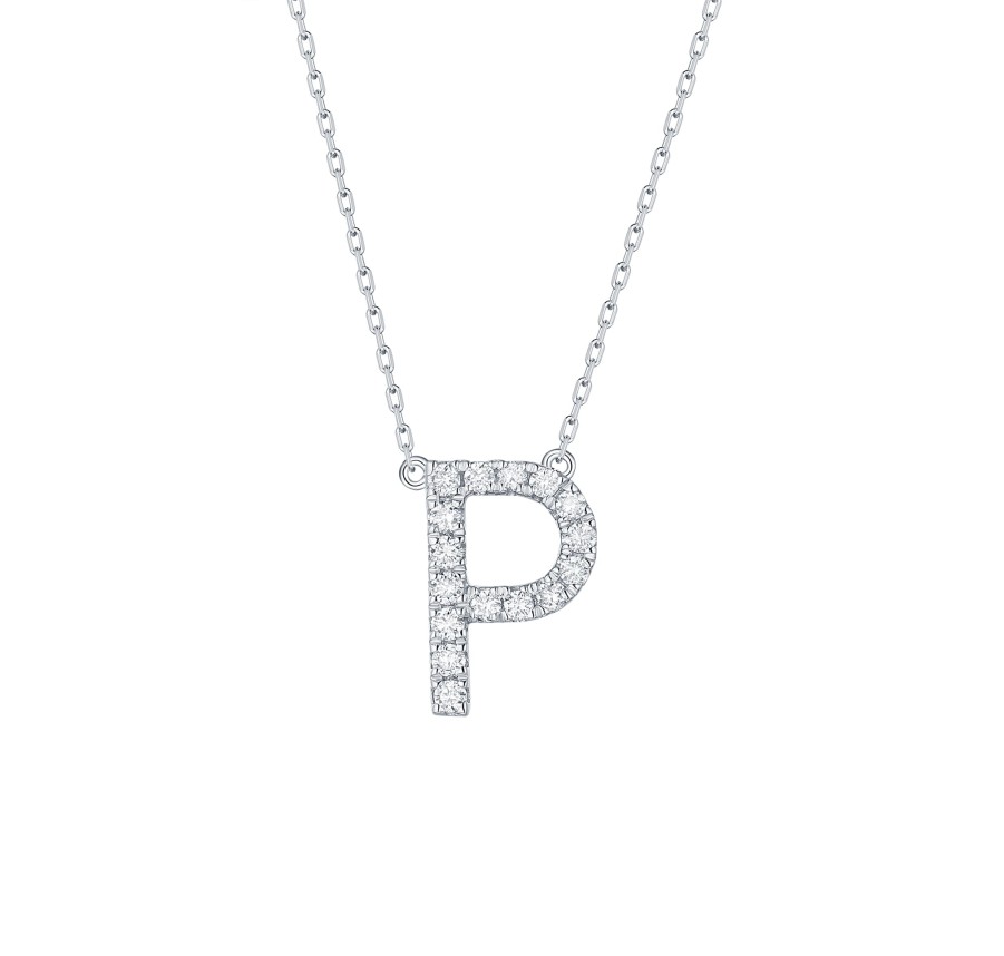 Necklaces Smiling Rocks | My Type 0.22Ct "P" Lab Grown Diamond Necklace Nl-00161Wht