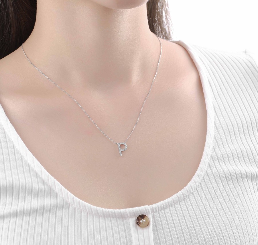 Necklaces Smiling Rocks | My Type 0.22Ct "P" Lab Grown Diamond Necklace Nl-00161Wht