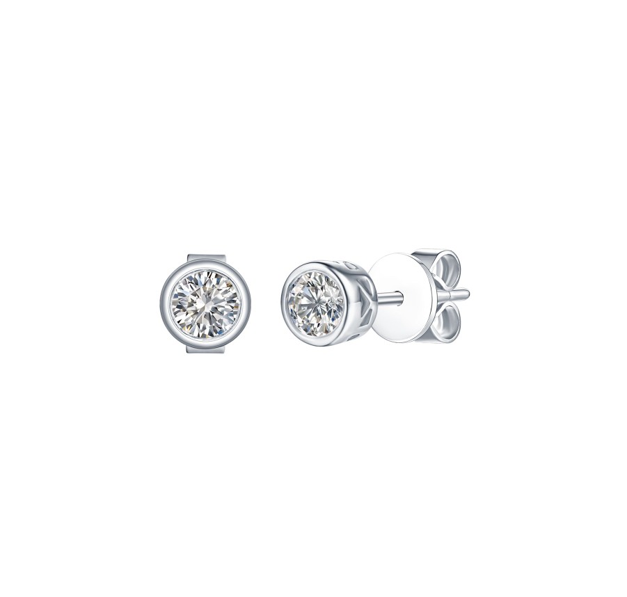 Earrings Smiling Rocks | Essentials 0.50Ct Solitaire Bezel Earrings E-00127Wht