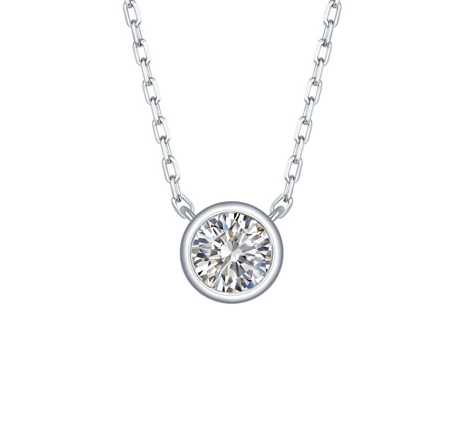 Necklaces Smiling Rocks | Essentials 0.25Ct Solitaire Bezel Necklace Nl-00098Wht