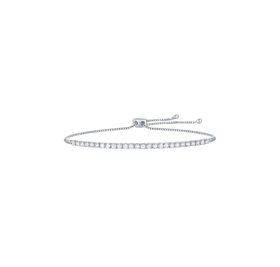 Bracelets Smiling Rocks | Essentials 0.96Ct Linear Bolo Bracelet Bl-00139Wht