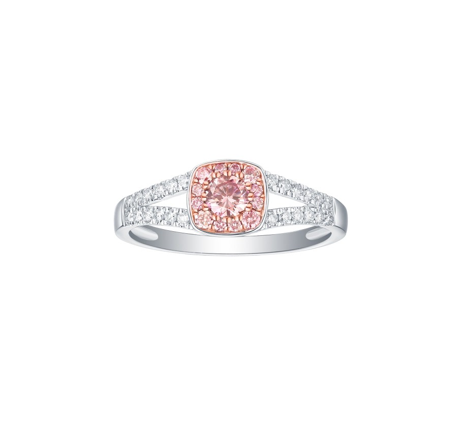 Rings Smiling Rocks | Souffle Pink 0.52Ctw Lab Grown Diamond Ring R-00504Pnk White Gold