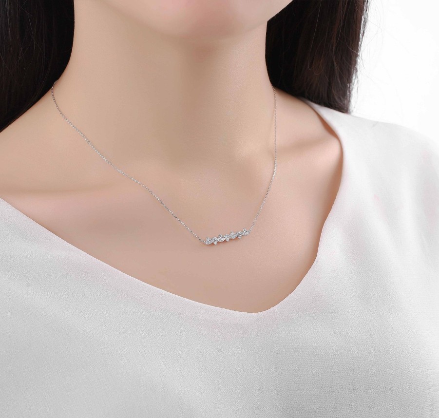 Necklaces Smiling Rocks | Drizzle 0.28Ct Lab Grown Diamond Necklace Nl-00333Wht