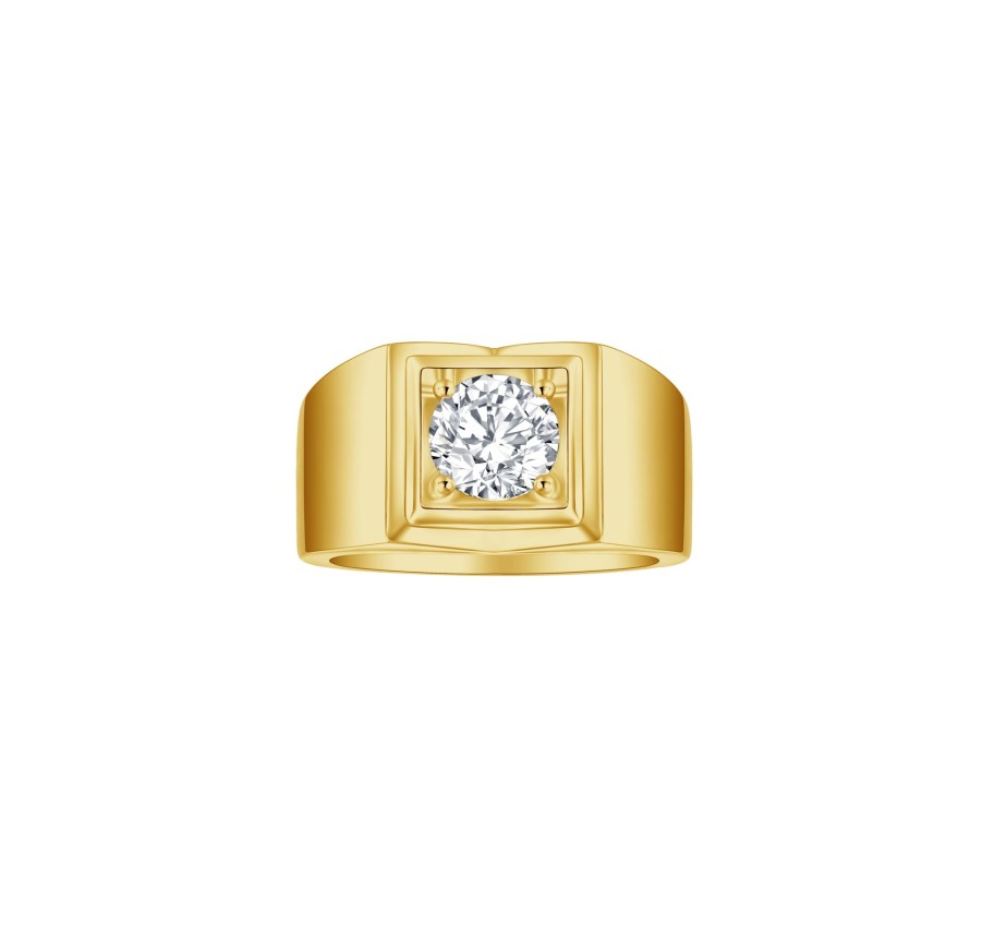 Rings Smiling Rocks | Lab Grown Diamond Square Solitaire Men'S Band