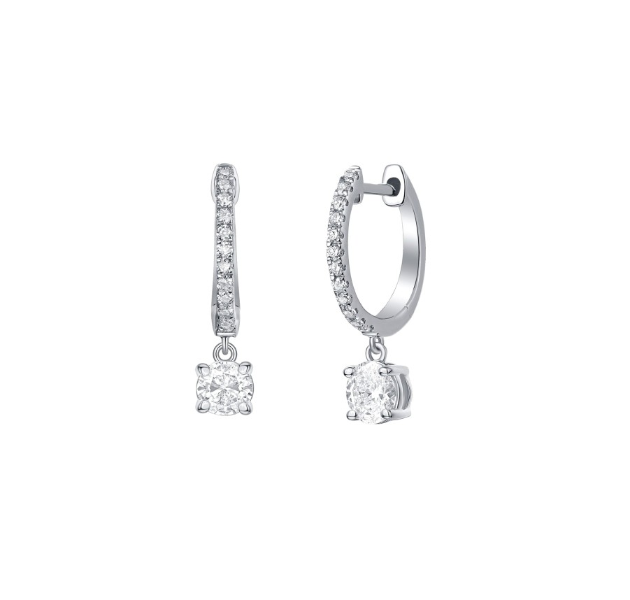 Earrings Smiling Rocks | Lab Grown Diamond 0.75Ct Dangling Hoop Earrings