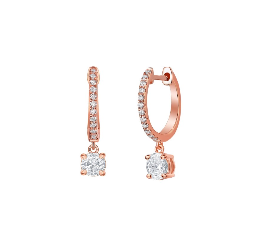 Earrings Smiling Rocks | Lab Grown Diamond 0.75Ct Dangling Hoop Earrings