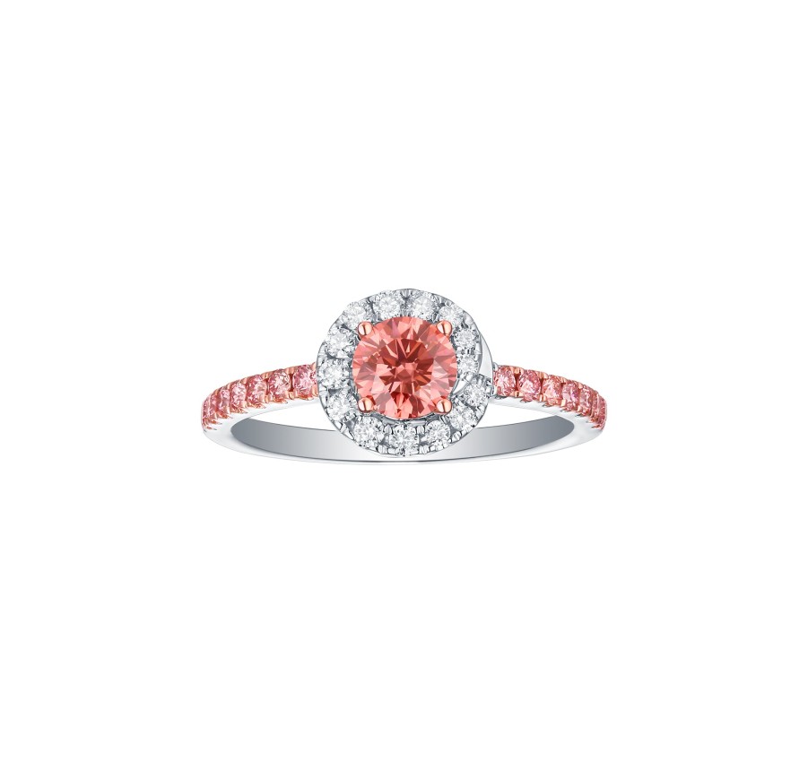 Rings Smiling Rocks | Souffle Pink 0.91Ctw Lab Grown Diamond Ring R-00472Pnk White Rose Gold