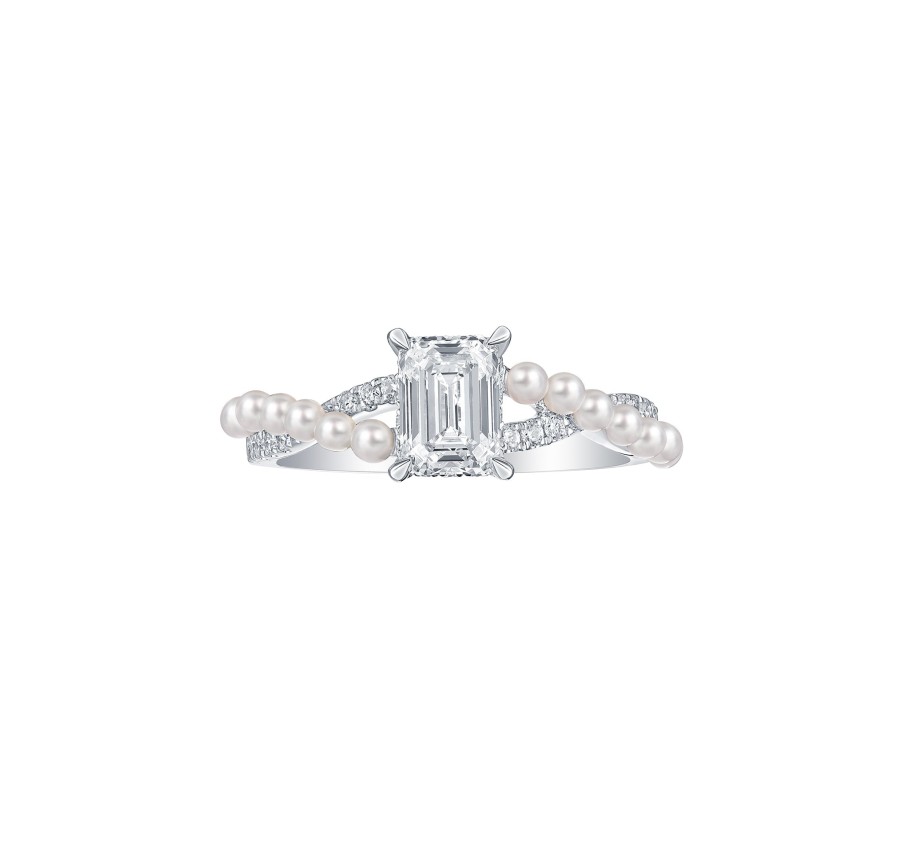 Rings Smiling Rocks | Lab Grown Diamond 2.05Ctw Solitaire With Twisted Pearl Bridal Ring