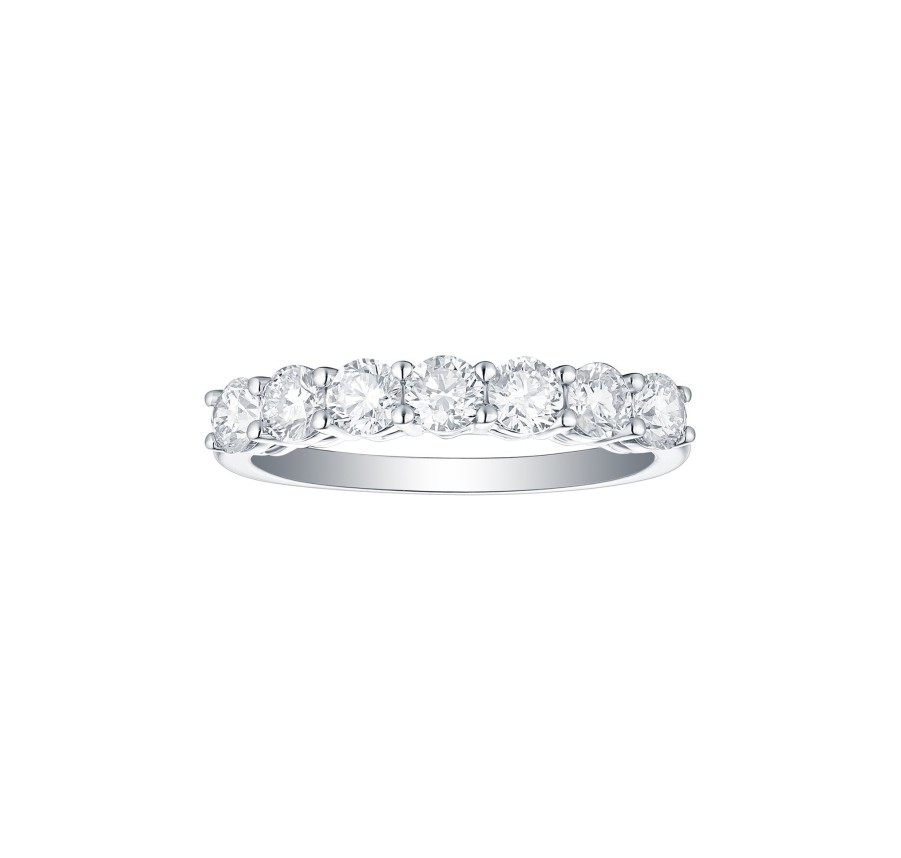 Rings Smiling Rocks | Wedding Band In 1Ctw Seven Stone Ring R-00648Wht