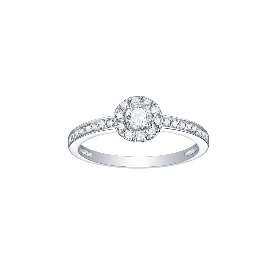 Rings Smiling Rocks | Essentials 0.48Ct Halo Ring R-00274Wht