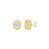 Earrings Smiling Rocks | Lab Grown 2.10Ctw Solitaire Oval Frame Earrings E-03739Wht Yellow Gold