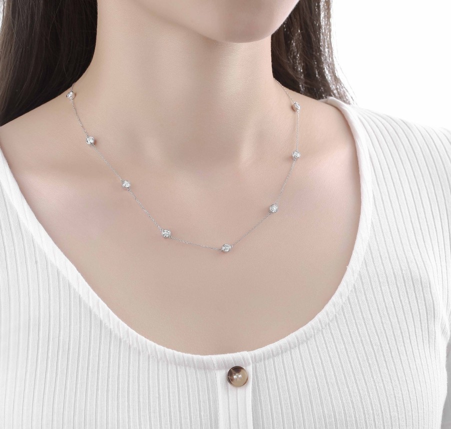 Necklaces Smiling Rocks | Essentials 2.89Ct 11 Rocks Necklace Nl-00173Wht