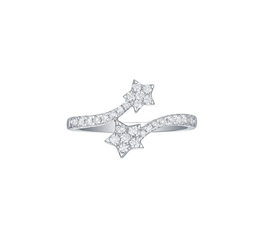 Rings Smiling Rocks | Bypass Star 0.26Ctw Lab Grown Diamond Ring R-00735Wht White Gold