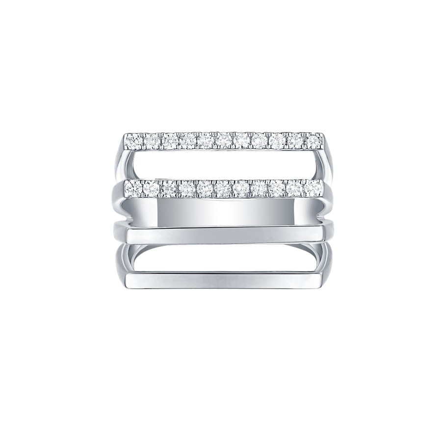 Rings Smiling Rocks | Skyline 0.33Ct Lines Ring R-00440Wht