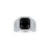 Rings Smiling Rocks | Men'S Black Onyx Cushion With 4.37Ct Lab Grown Diamond Ring White Gold