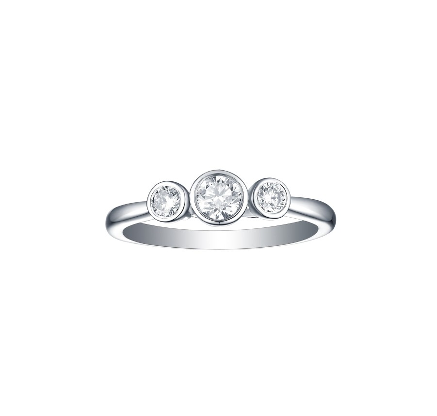 Rings Smiling Rocks | Essentials 0.50Ct Three Stone Bezel Ring R-00038Wht