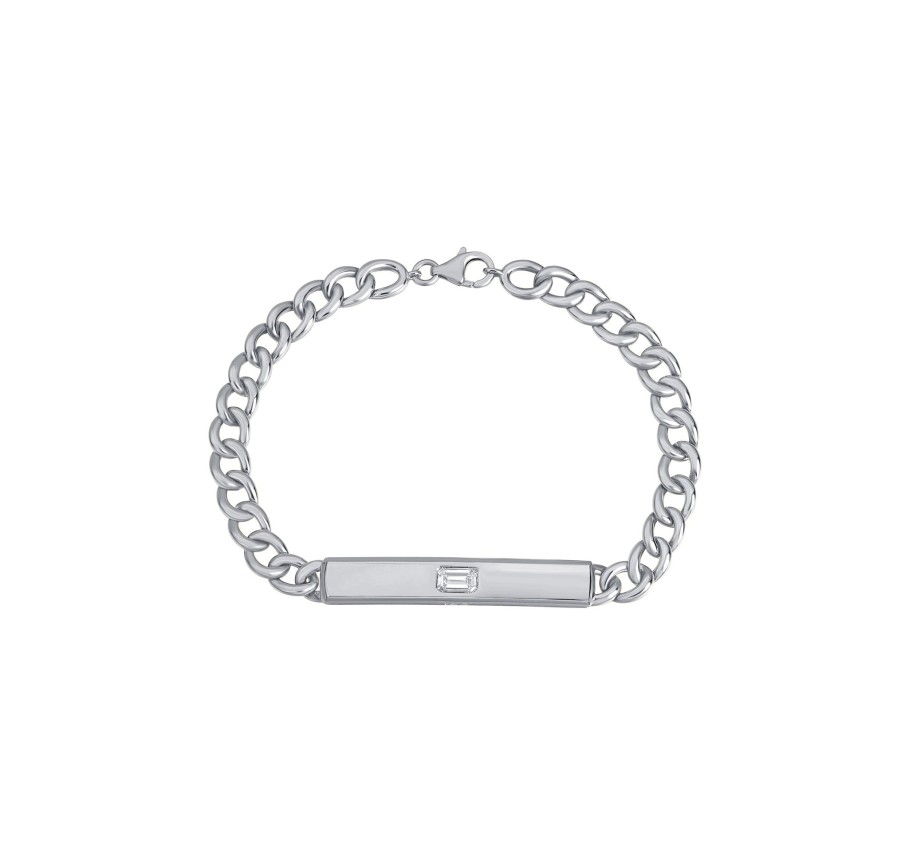 Bracelets Smiling Rocks | Lab Grown Diamond 1.05Ctw Chain Linking Bar Bracelet Bl-02001Wht