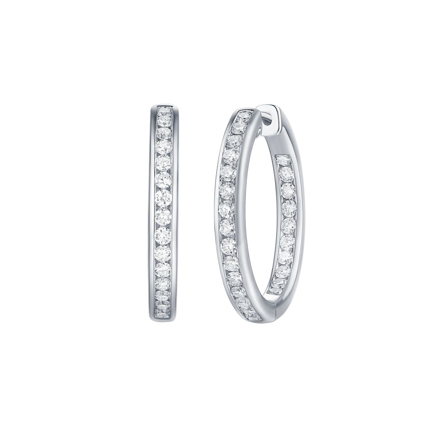 Earrings Smiling Rocks | Essentials 1.7Ct Channel Inside-Out Diamond Hoops E-00106Wht