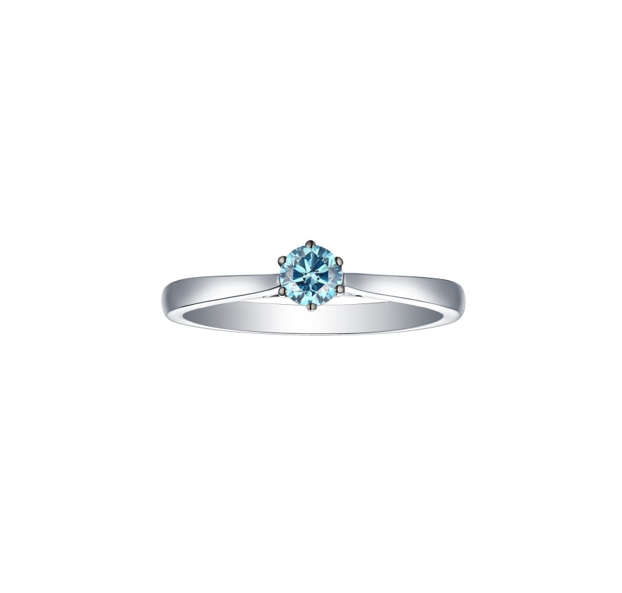 Rings Smiling Rocks | Blush Blue 0.26Ctw Solitaire Diamond Ring R-00044Blu White Gold