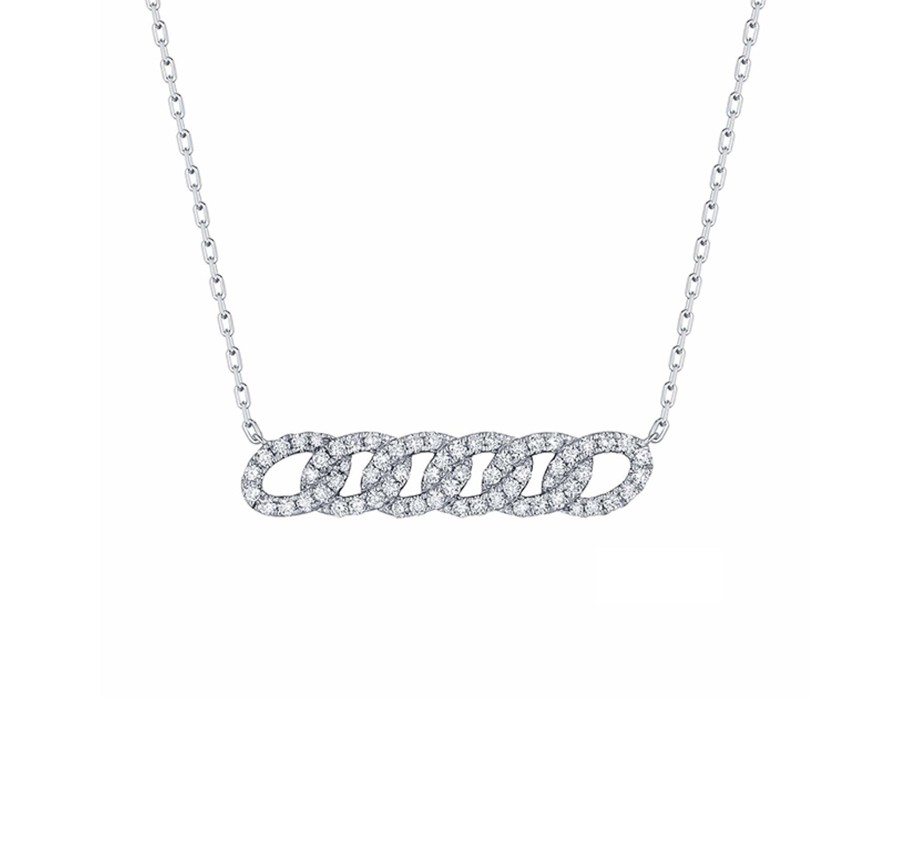 Necklaces Smiling Rocks | Lab Grown Diamond 0.46Ctw Linking Chain Necklace Nl-01997Wht