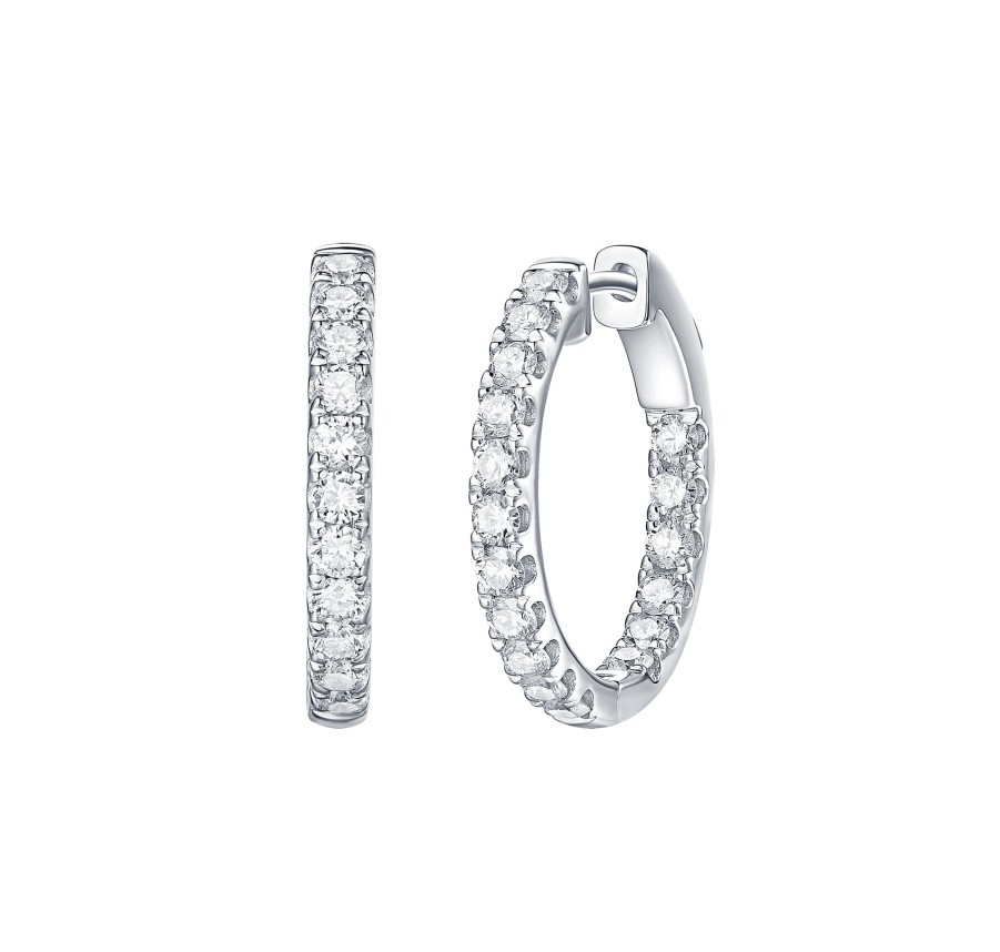 Earrings Smiling Rocks | Essentials 1Ct Classic Inside-Out Diamond Hoops E-00111Wht