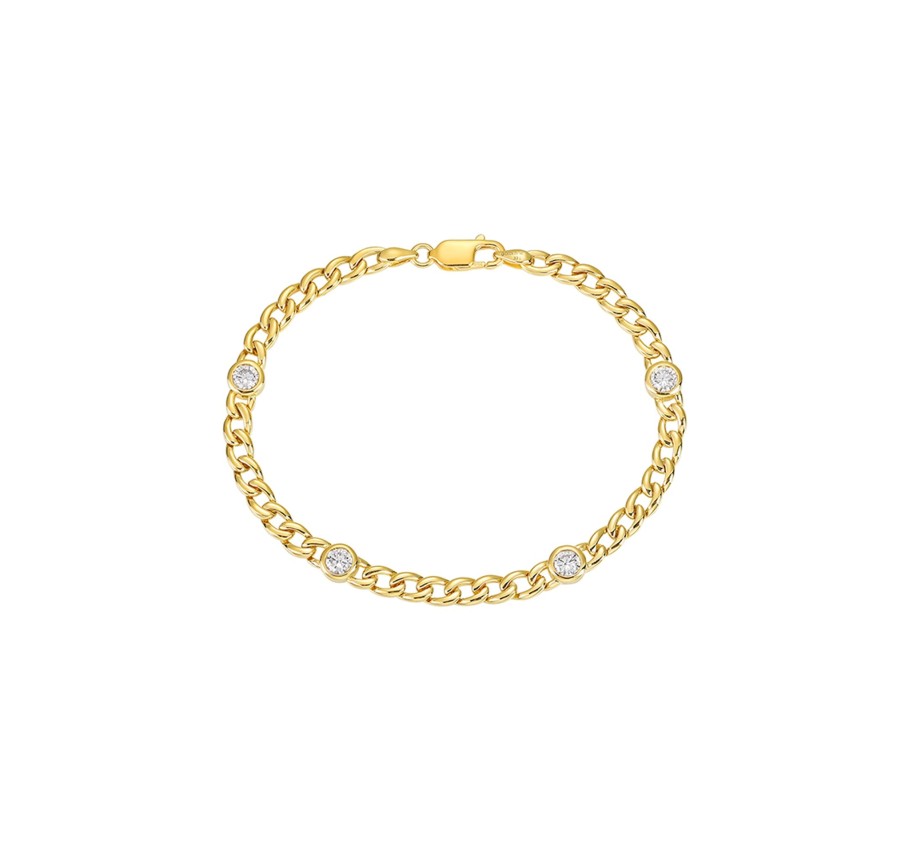 Bracelets Smiling Rocks | Lab Grown Diamond 1.10Ctw Chain Linking Bracelet Bl-01966Wht